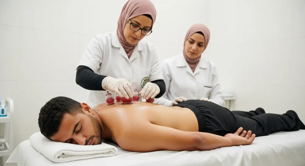 Déroulement de la séance de hijama humide — étapes de pose des ventouses sur le dos