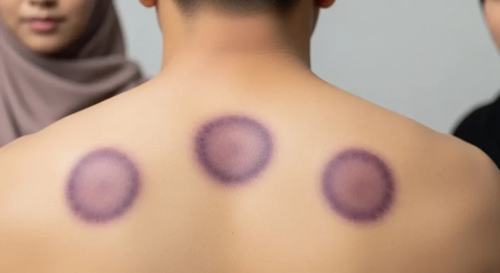 Marques rondes après une séance de hijama — traces de ventouses normales et temporaires