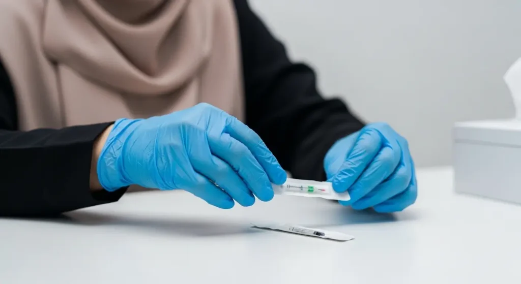 Praticien hijama ouvrant du matériel stérile à usage unique devant le patient